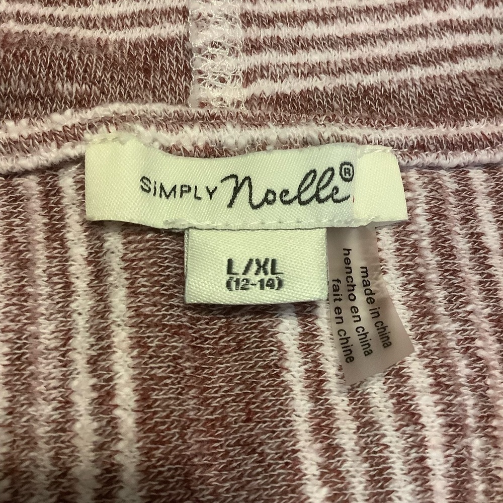 SIMPLY NOELLE PURPLE & WHITE STRIPED LONG SLEEVE HOODED SWEATER Size L/XL - Picture 14 of 15